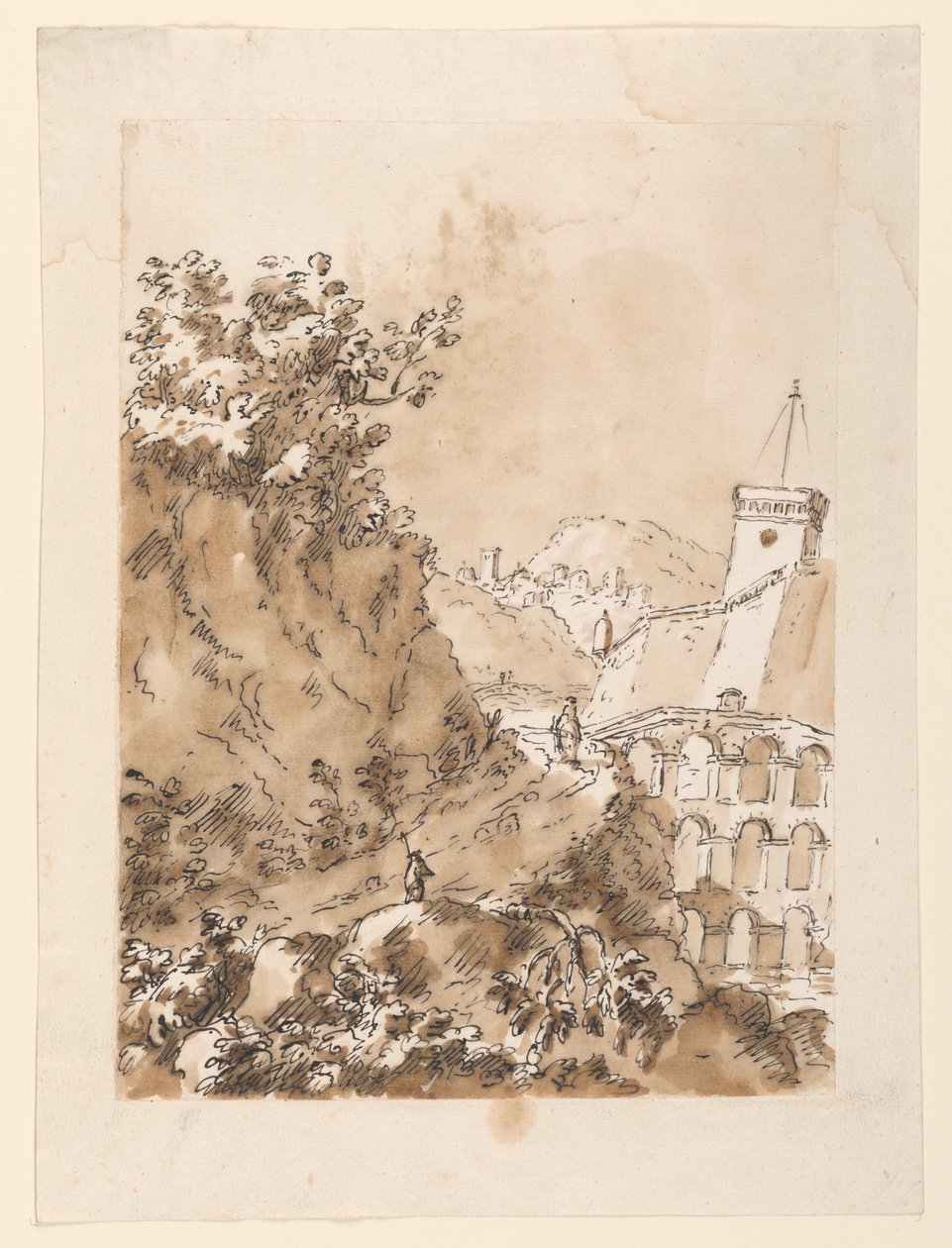 Landschaft mit Bergstadt, 1760–80 von Carlo Marchionni