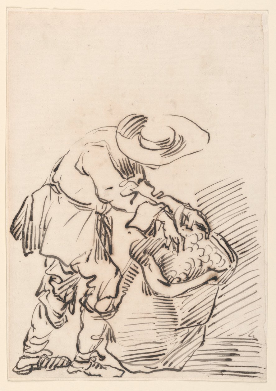 Zeichnung, Arbeitender Bauer, 1728–78 von Carlo Marchionni