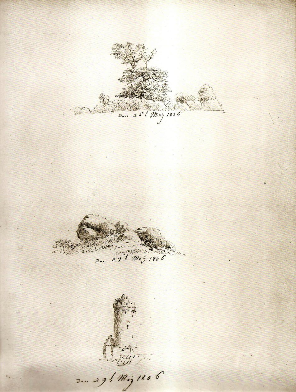 Baum, Hünengrab und Turm von Caspar David Friedrich