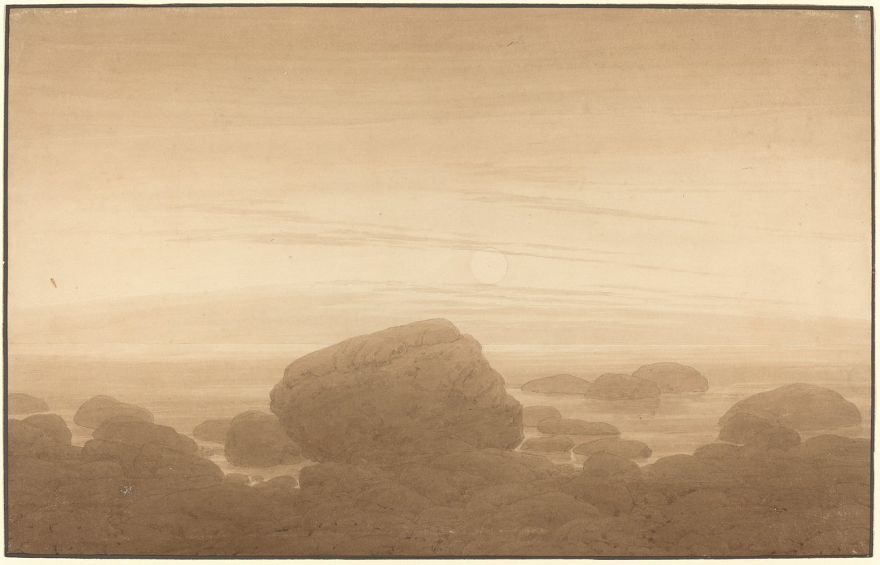 Mondaufgang an einem leeren Ufer von Caspar David Friedrich
