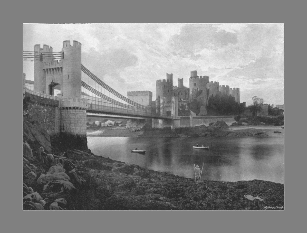 Conway Castle und Brücken, ca. 1900 von Catherall and Pritchard