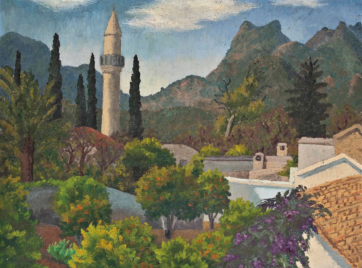 Türkisches Dorf mit Moschee, Zypern von Cedric Morris