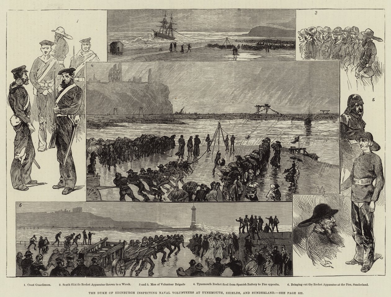 Der Herzog von Edinburgh inspiziert Marinefreiwillige in Tynemouth, Shields und Sunderland von Charles Auguste Loye