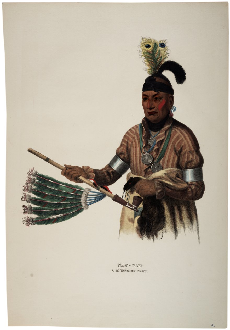 Naw-kaw, Winnebago-Häuptling, Druck von Thomas Loraine McKenney, ca. 1840 von Charles Bird King