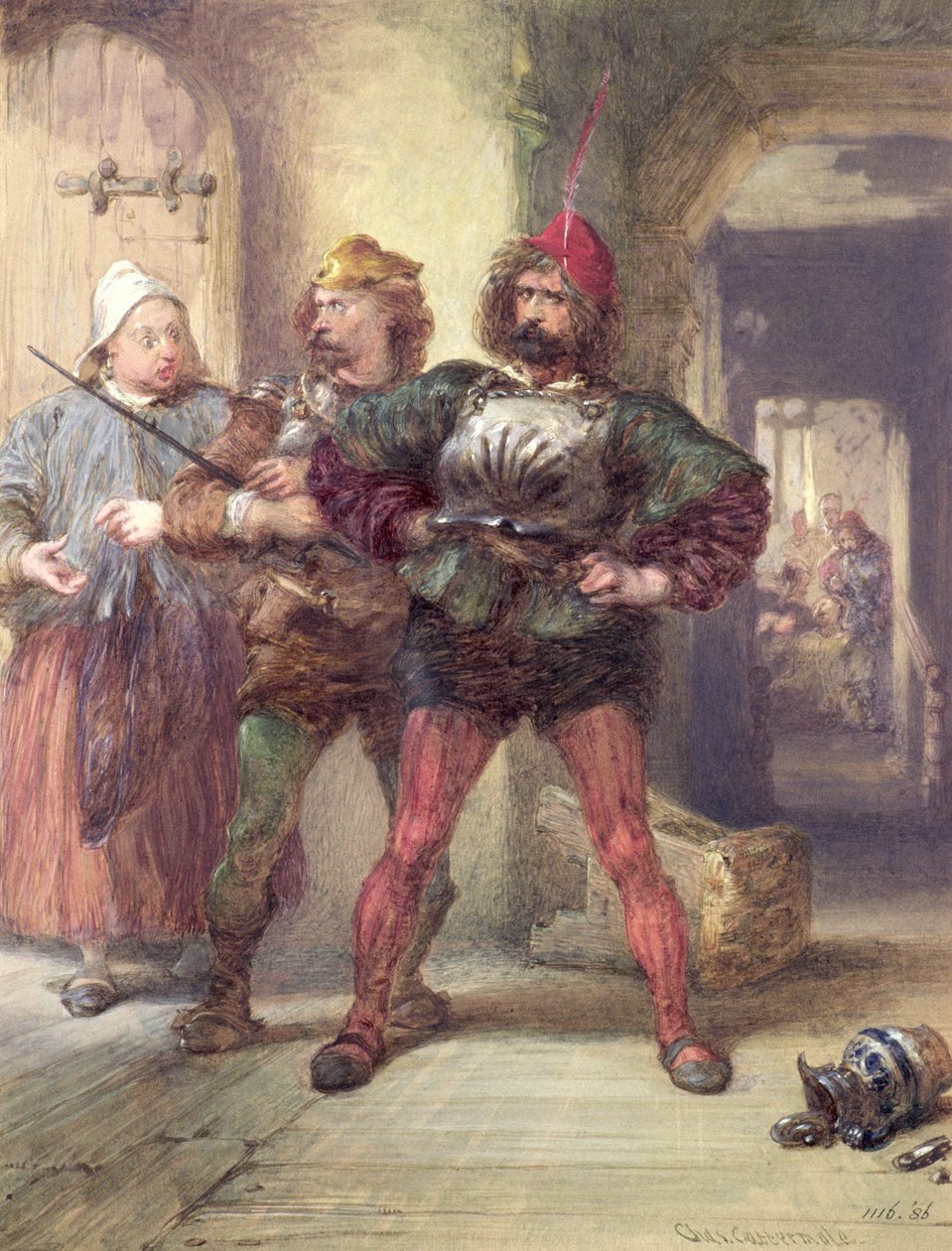 Mistress Quickly, Nym und Bardolph, aus Shakespeares Falstaff-Stücken von Charles Cattermole