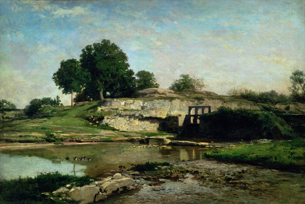 Die Schleuse in Optevoz, 1859 von Charles Francois Daubigny
