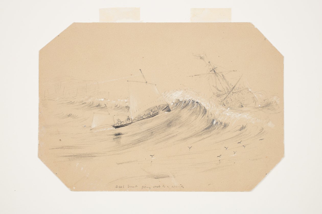 Deal-Boot geht zu einem Wrack von Charles Heaphy