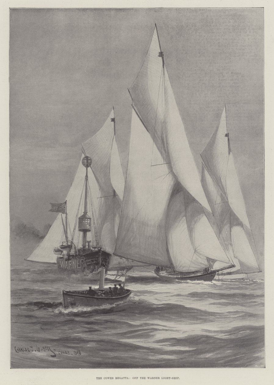 Die Cowes-Regatta, vor dem Warner-Leuchtschiff von Charles John de Lacy