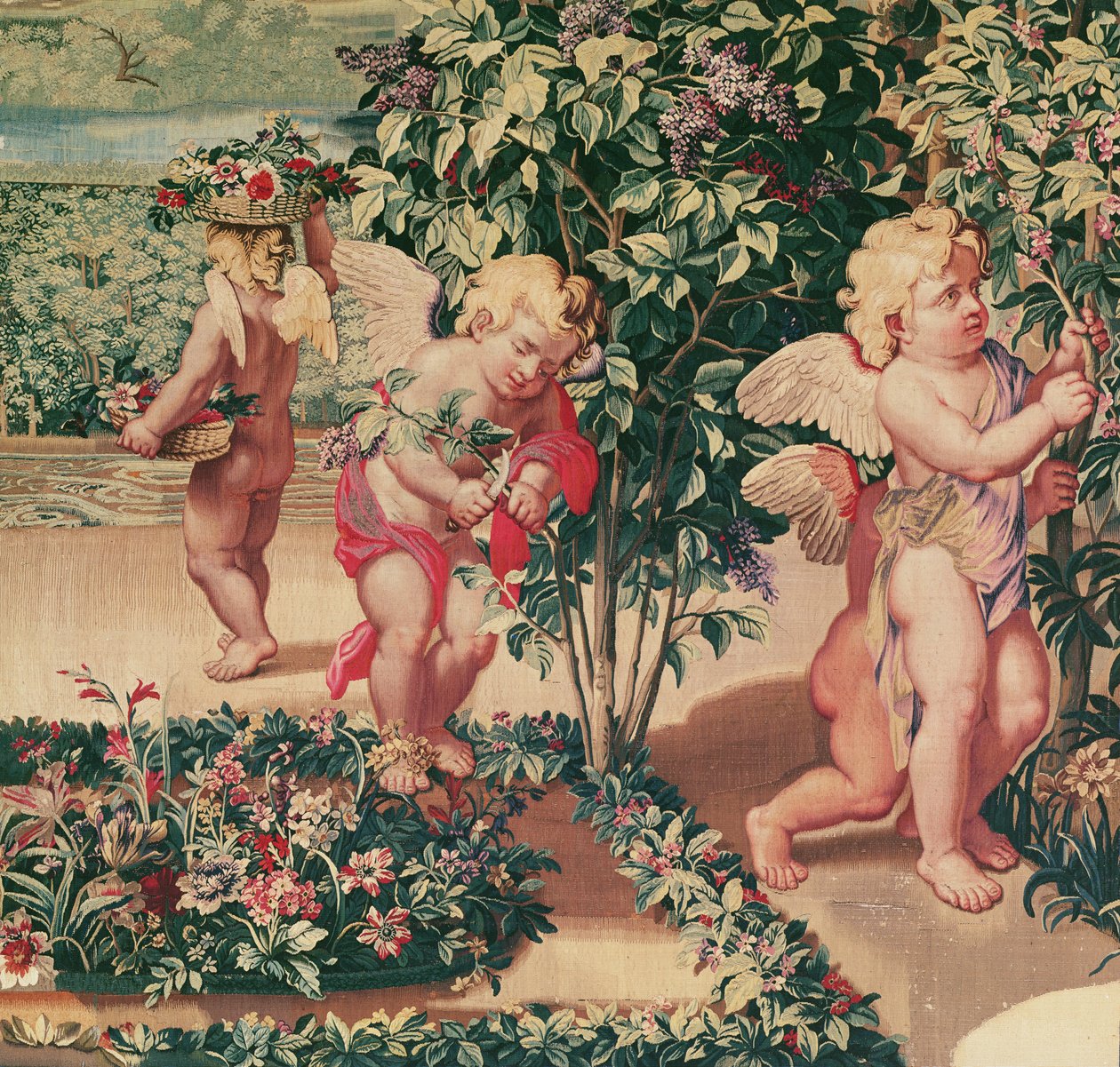 Kinder im Garten (nach einem Karton von Le Brun), gewebt in der Gobelin-Manufaktur von Charles Le Brun