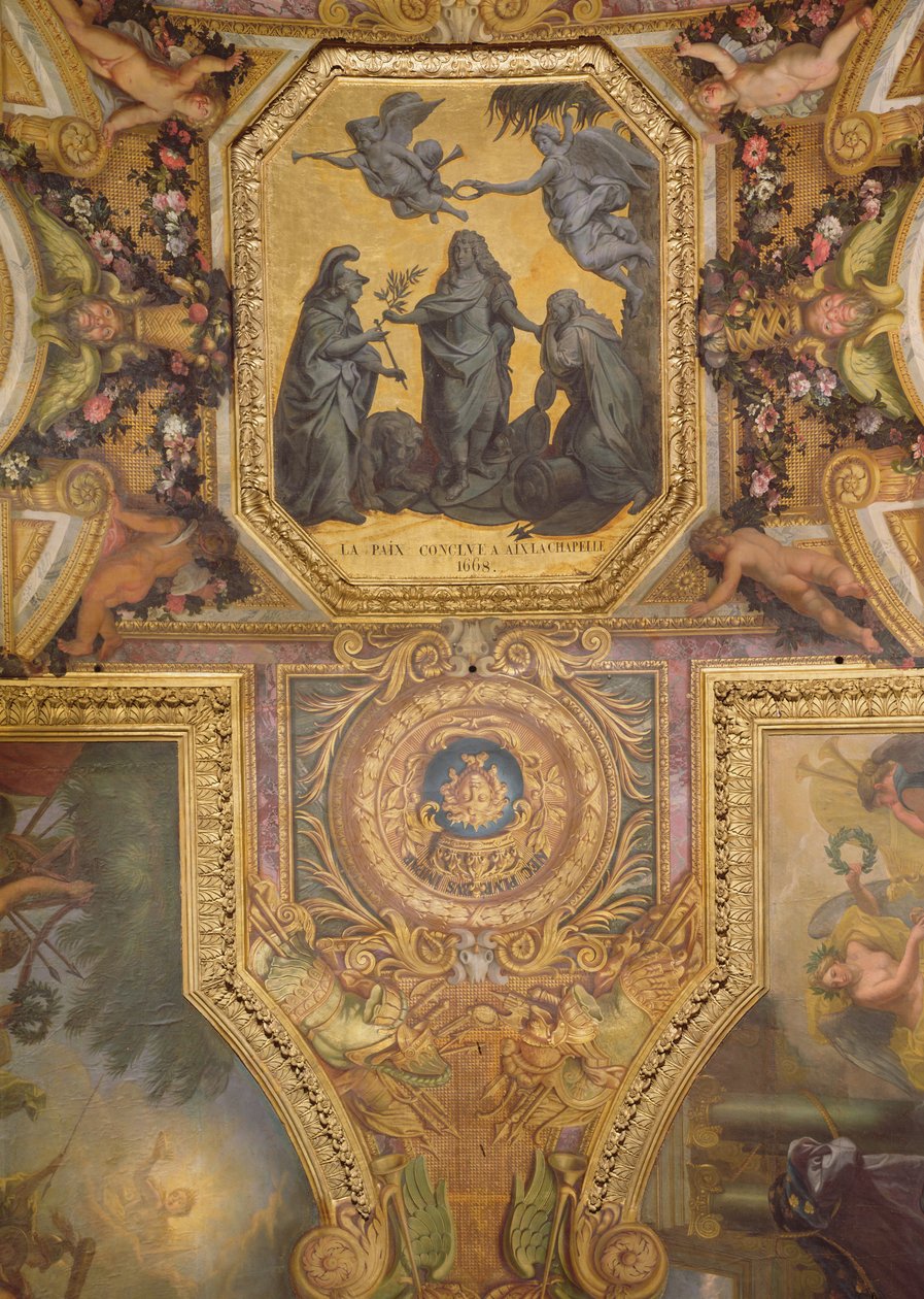 Frieden geschlossen in Aachen 1668, Deckenmalerei aus der Galerie des Glaces von Charles Le Brun