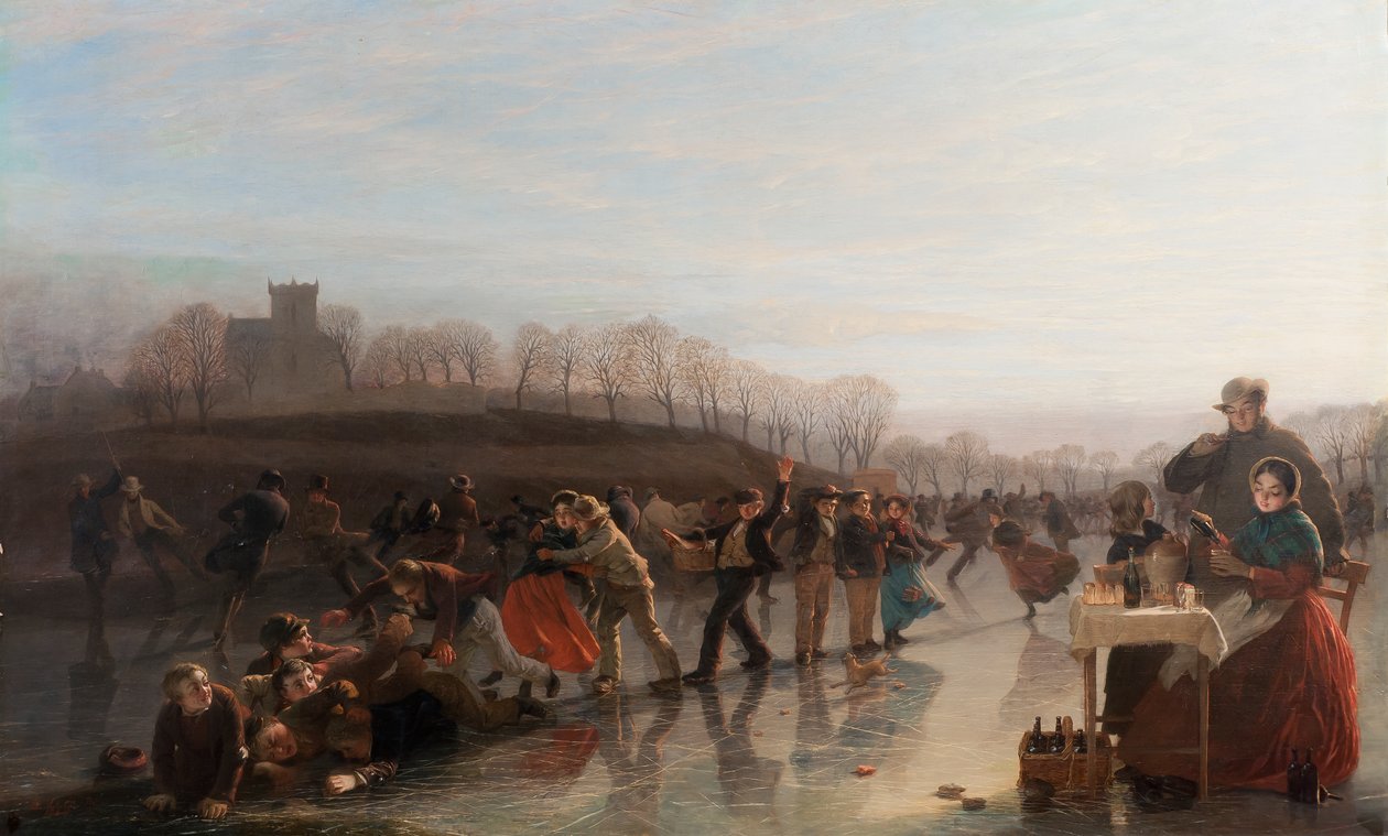 Schlittern auf dem Linlithgow Loch, 1858 von Charles Lees