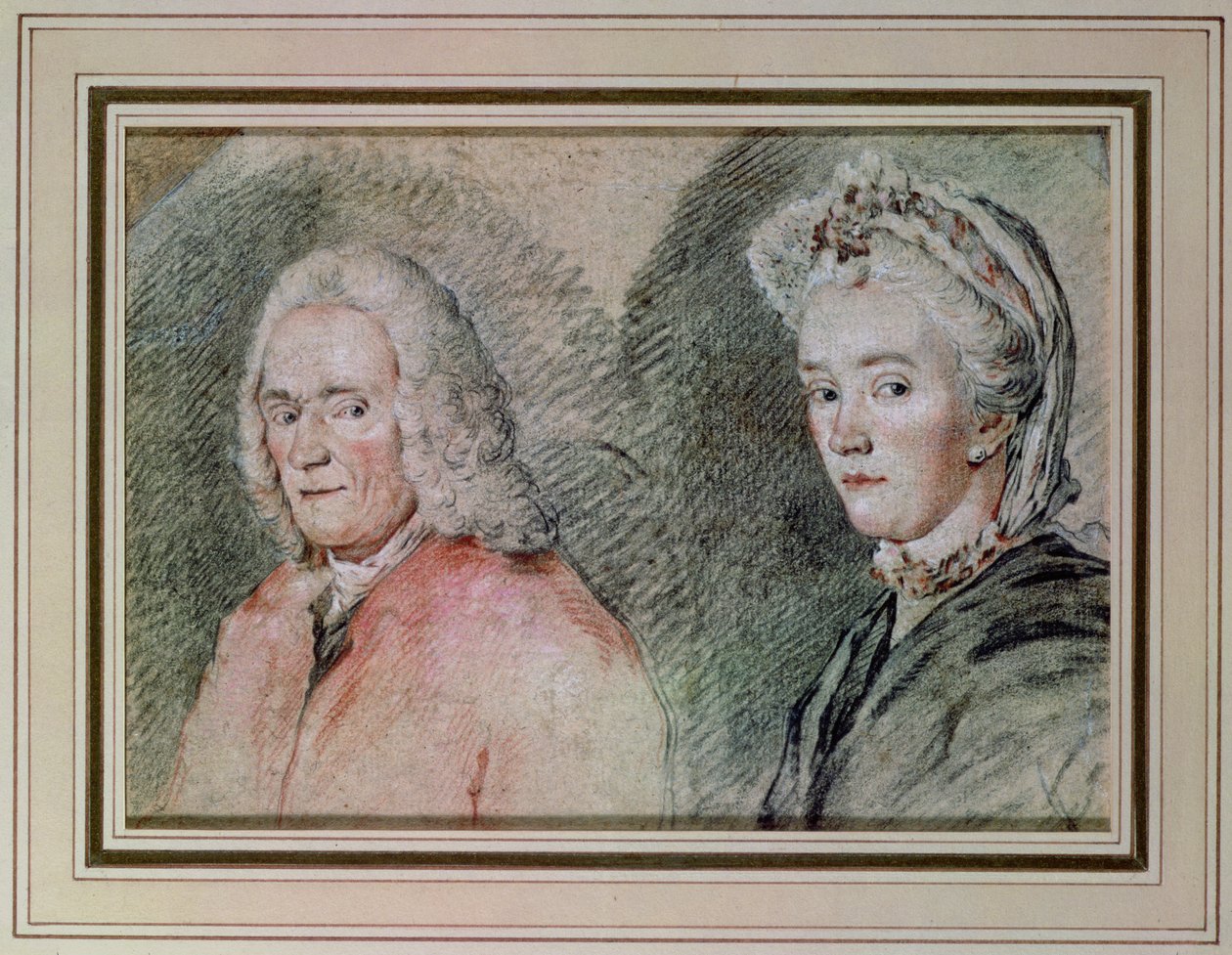 Voltaire und Madame Denis, ca. 1758-70 von Charles Nicolas II Cochin