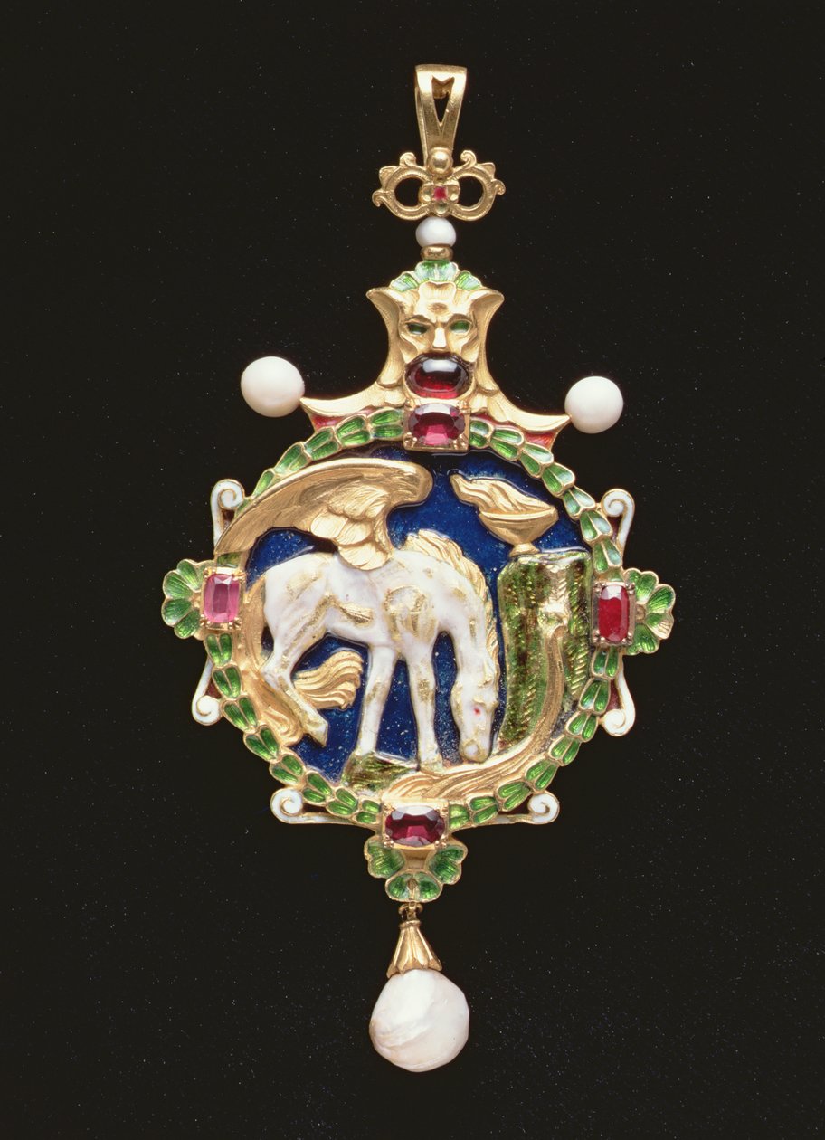 Pegasus-Anhänger mit Miniatur von Miss Edith Emily Cooper, geschlossen, 1901 von Charles Ricketts