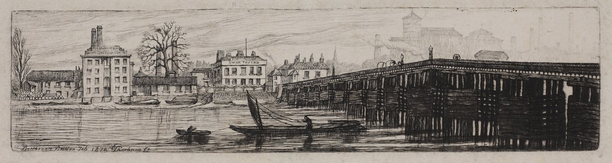Ansicht der Battersea Bridge vom Middlesex-Ufer von Charles William Sherborn