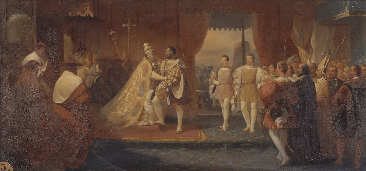 Treffen von Franz I. und Papst Clemens VIII. in Marseille. 13. Oktober 1533 von Charles Philippe Lariviere