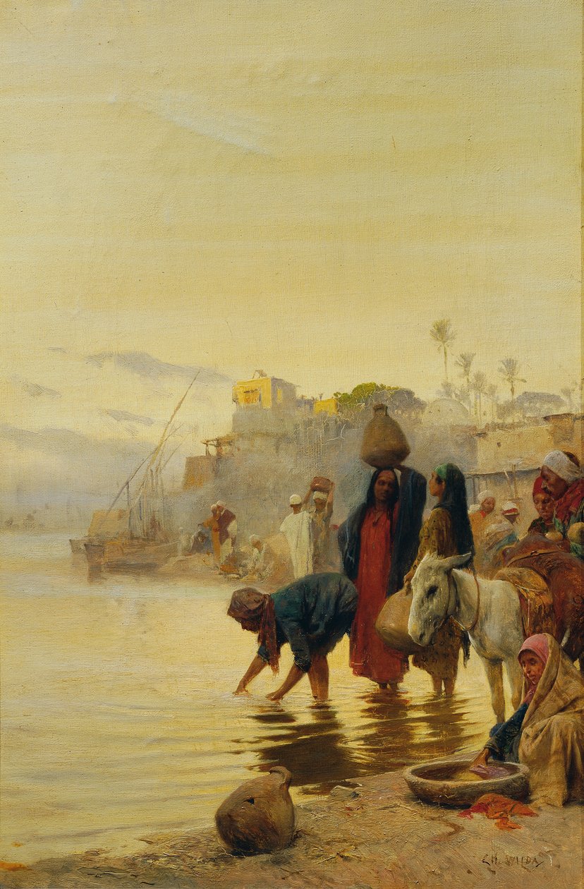 Wäscherinnen am Nil von Charles (Carl) Wilda