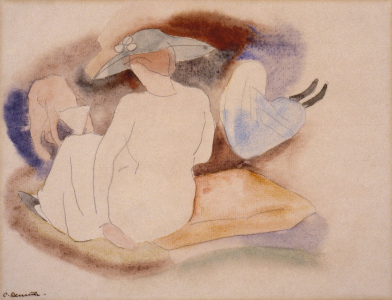 (Frau mit Hut und 2 Figuren) von Charles Demuth