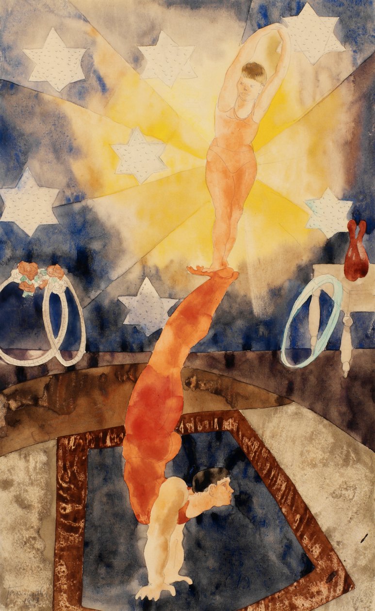 Zwei Akrobaten in roten Strumpfhosen von Charles Demuth