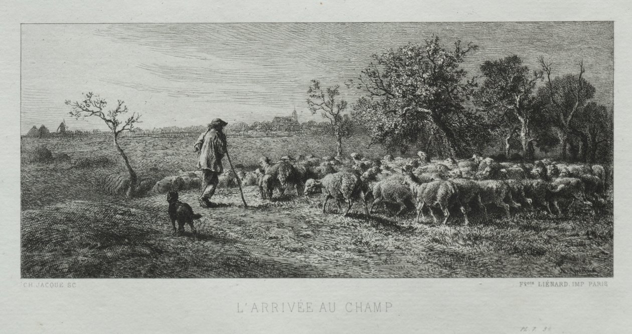 Ankunft auf dem Feld von Charles Emile Jacque