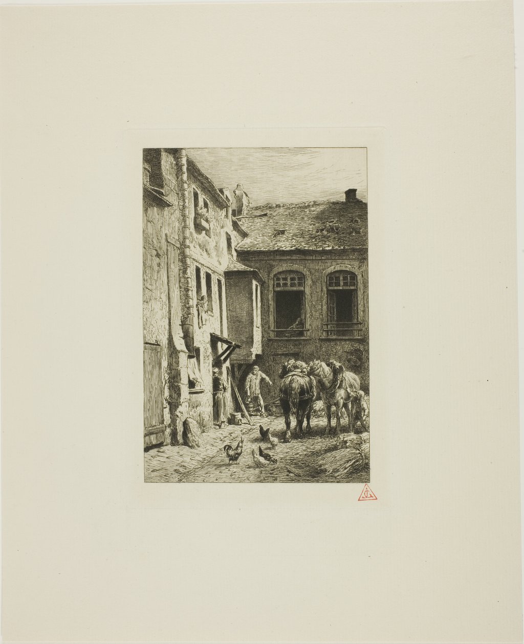 Pariser Innenhof von Charles Emile Jacque