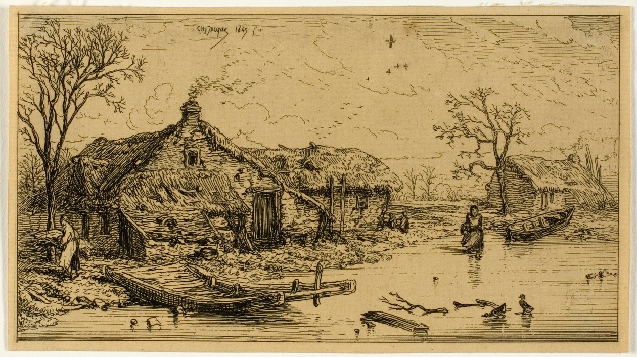Der gefrorene Teich von Charles Emile Jacque