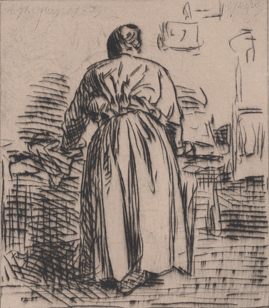 Die Bügelfrau, 1843 von Charles Emile Jacque