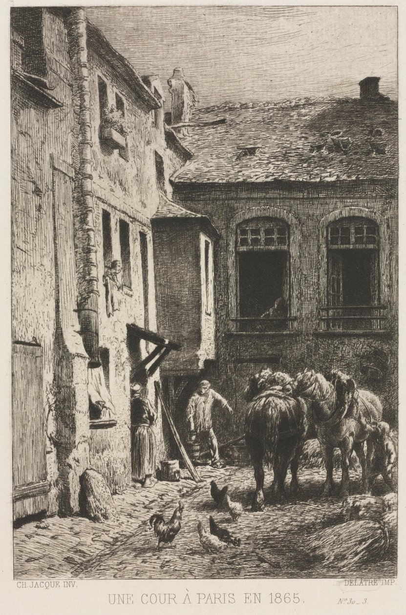 Ein Hof in Paris, 1865 von Charles Emile Jacque
