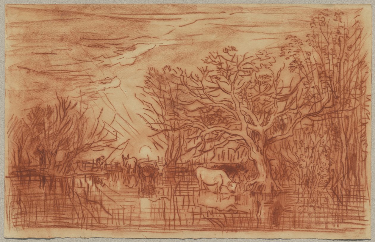 Kühe an einer Wasserstelle, ca. 1863 von Charles Francois Daubigny