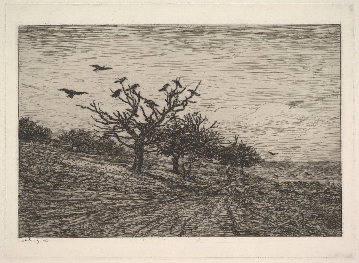 Baum voller Krähen, 1867 von Charles Francois Daubigny