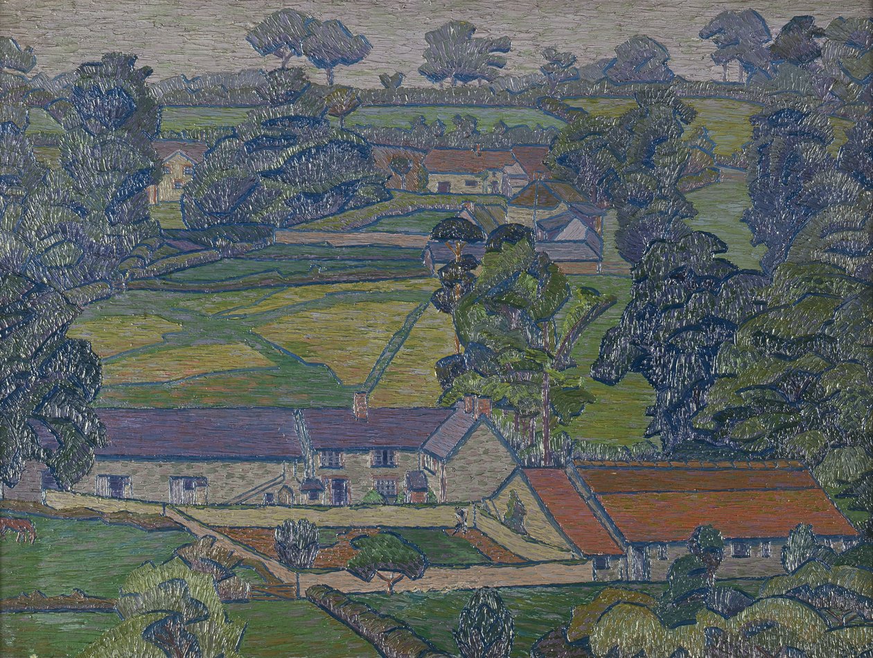 Landschaft mit Bauernhäusern, ca. 1912-13 von Charles Ginner