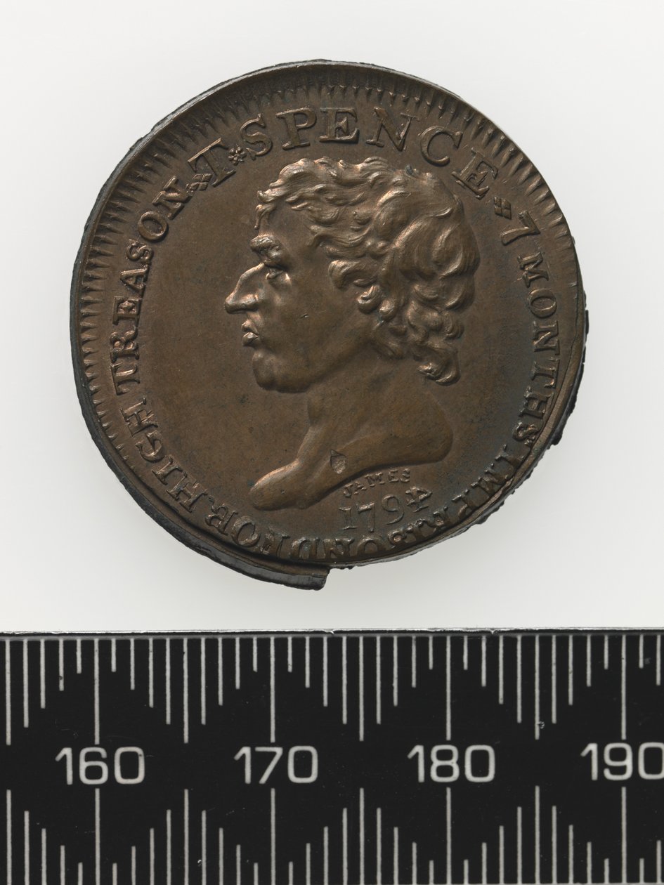 Büste von Thomas Spence Token, Vorderseite (Kupfer) von Charles James