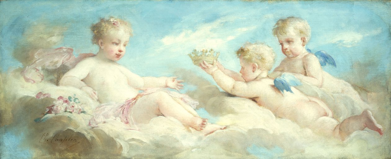 Putti, die in den Wolken spielen von Charles Joshua Chaplin