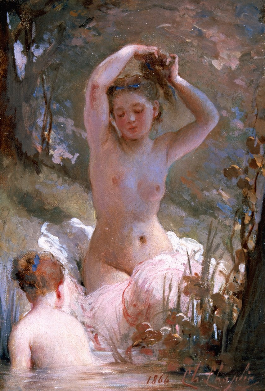 Zwei Mädchen beim Baden, 1864 von Charles Joshua Chaplin