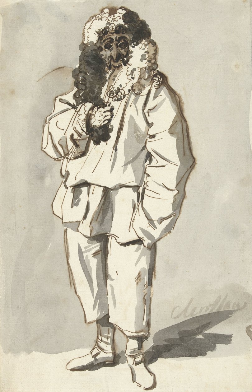 Römischer Polichinelle im Fastnachtskostüm von Charles Louis Clerisseau