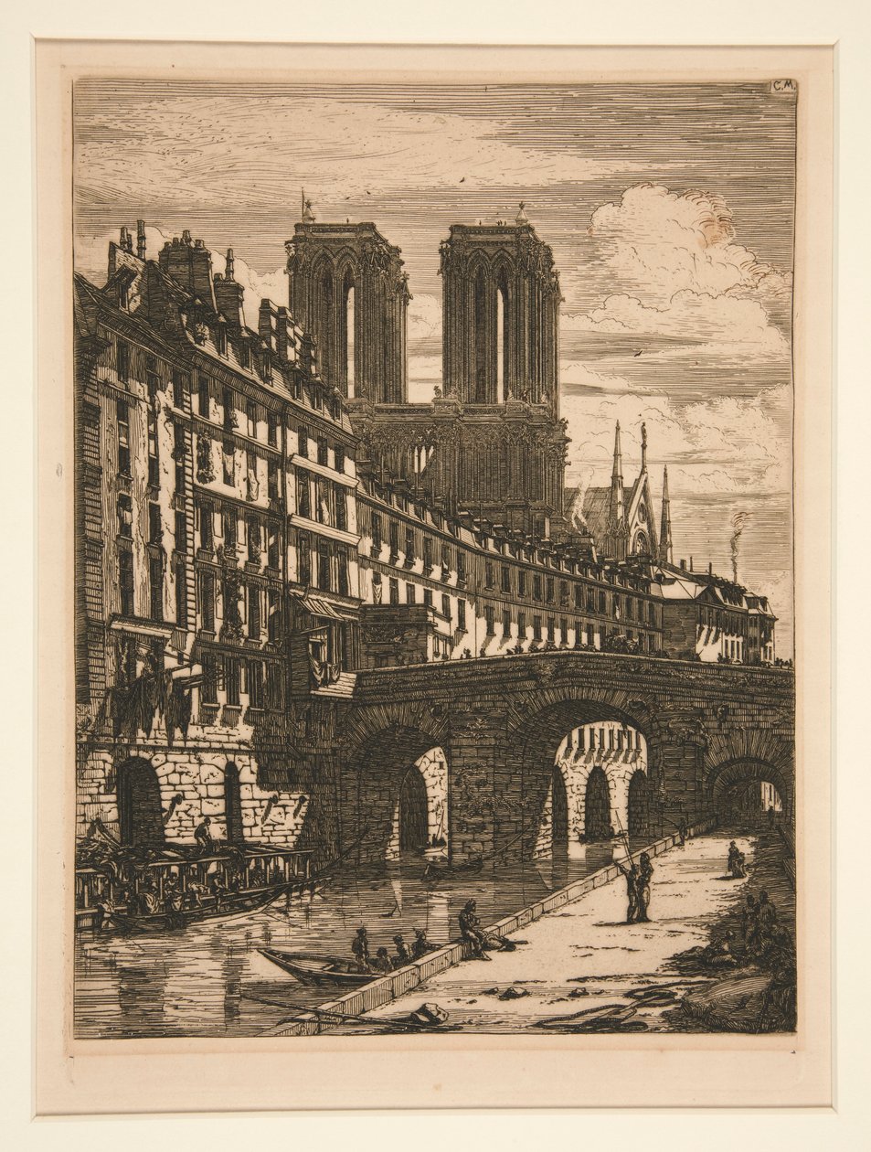 Die Kleine Brücke, Paris von Charles Meryon