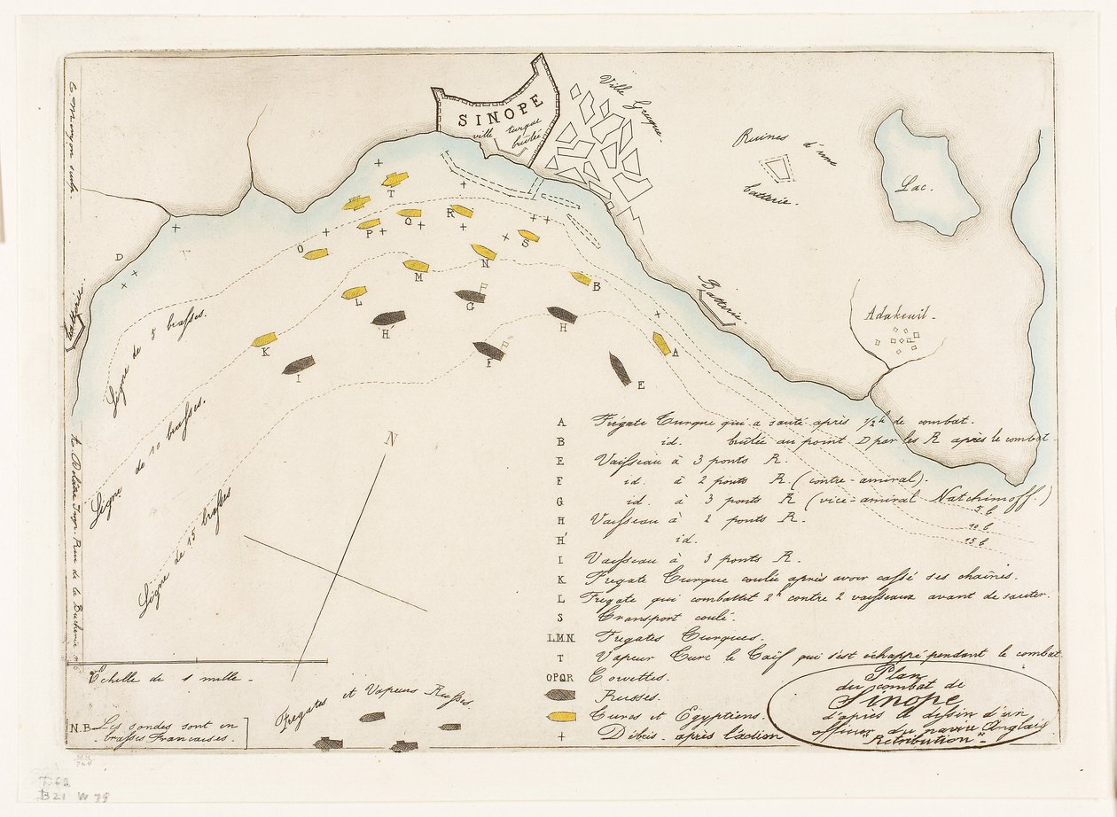 Plan der Schlacht von Sinope von Charles Meryon