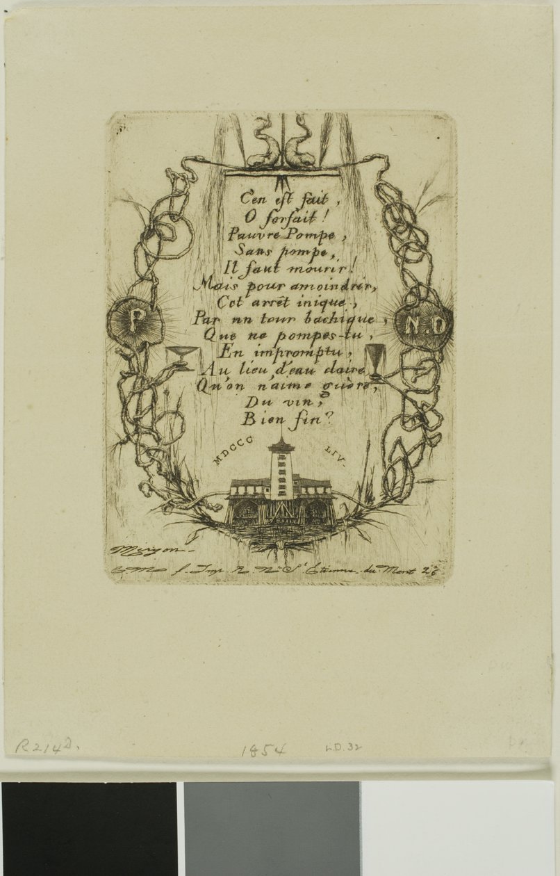 Pompe Notre-Dame, Paris, kleine Platte von Charles Meryon