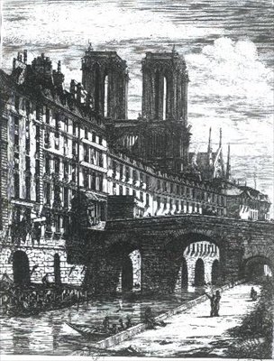 Die kleine Brücke am Hôtel-Dieu von Charles Meryon