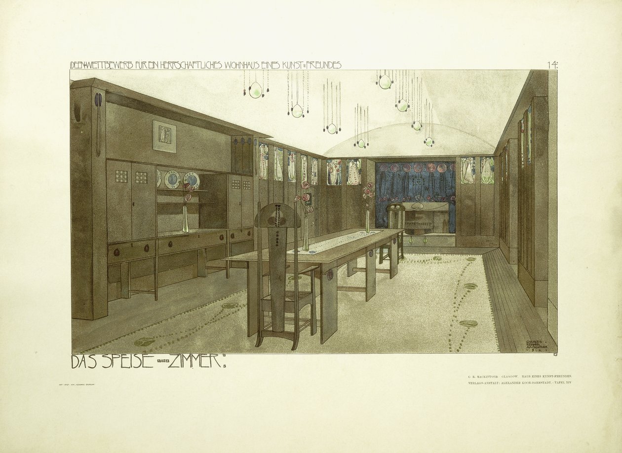 Esszimmer, ca. 1901 von Charles Rennie (after) Mackintosh