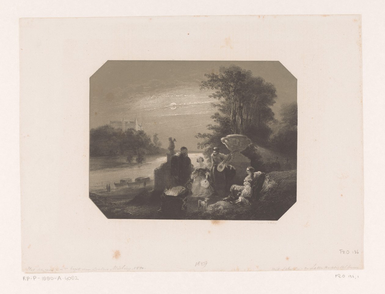 Männer und Frauen in Landschaft bei Mondlicht von Charles Rochussen