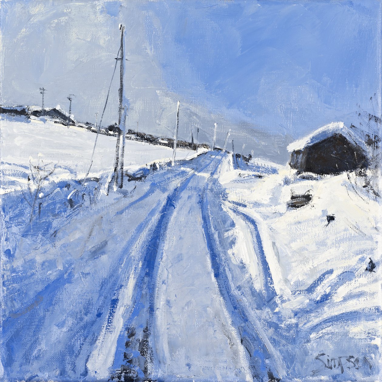 Schneebedeckte Straße, 2010 von Charles Simpson