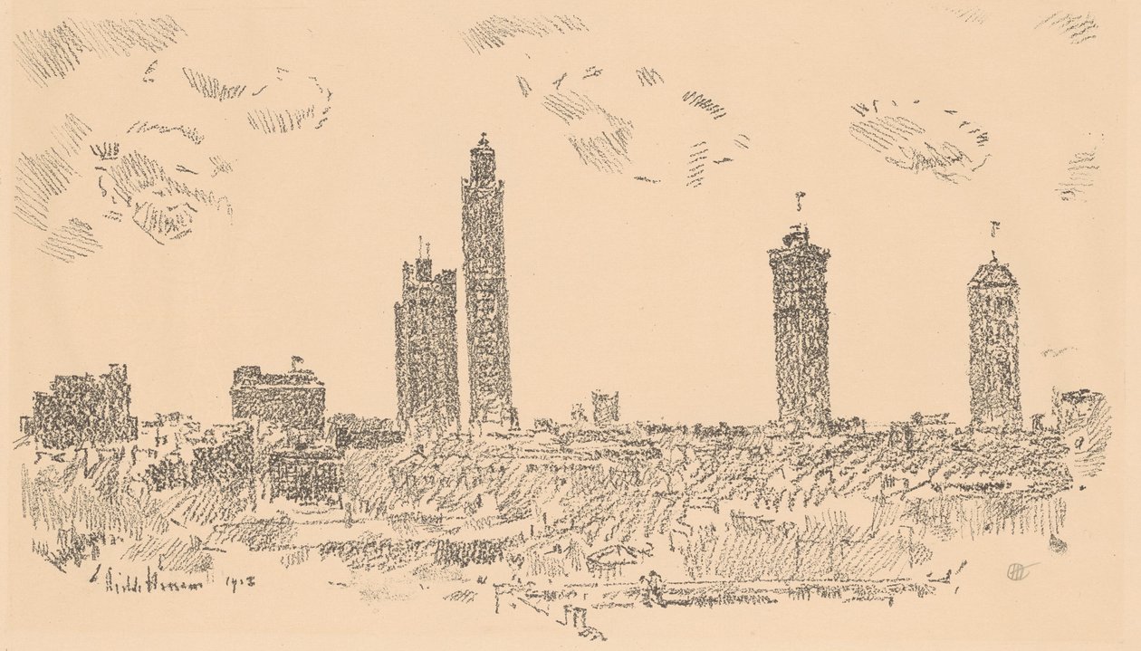 New Yorker Skyline, dunkle Gebäude von Childe Hassam