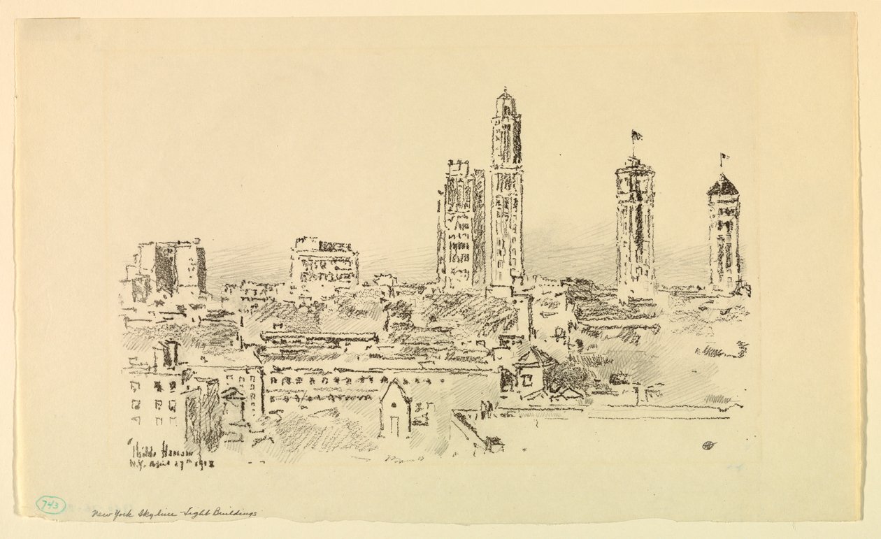 New York Skyline – Helle Gebäude von Childe Hassam