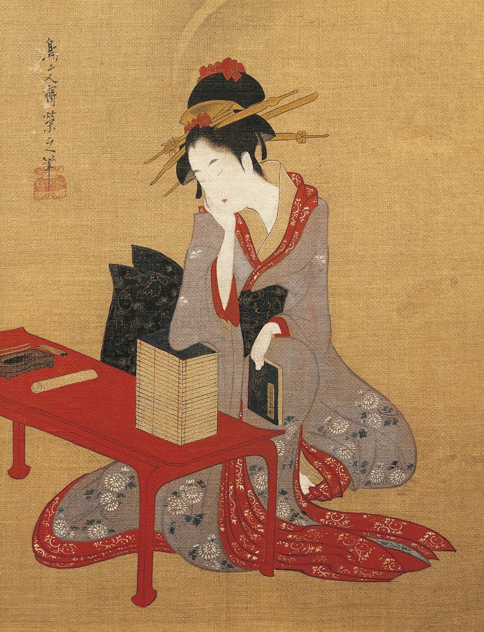 Träumende Oiran (hochrangige Prostituierte) von Chobunsai Eishi