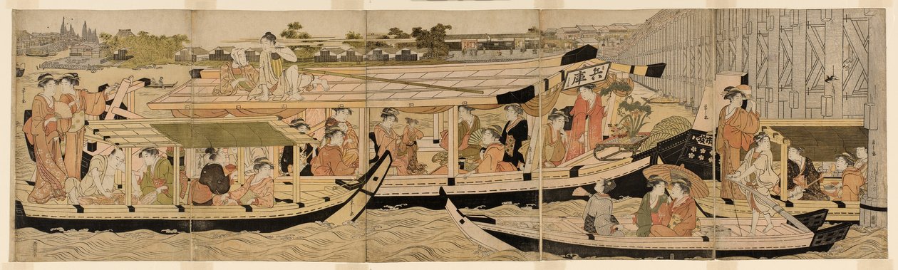 Vergnügungsboote auf dem Sumida-Fluss von Chobunsai Eishi