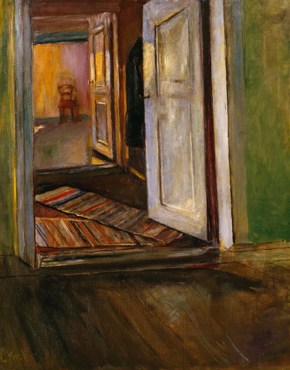Innenraum mit Flickenteppich von Christian Krohg