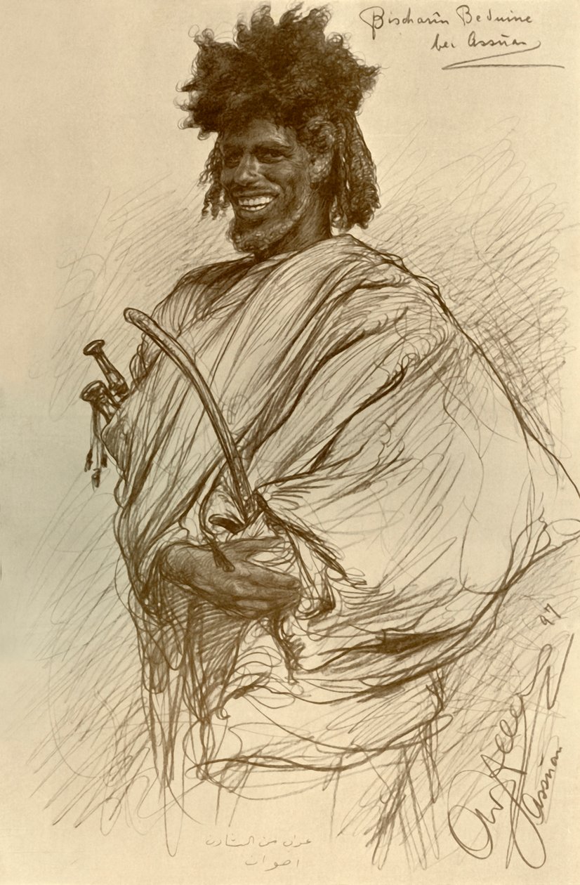 Bishari-Mann, Assuan, Ägypten, 1898 von Christian Wilhelm Allers