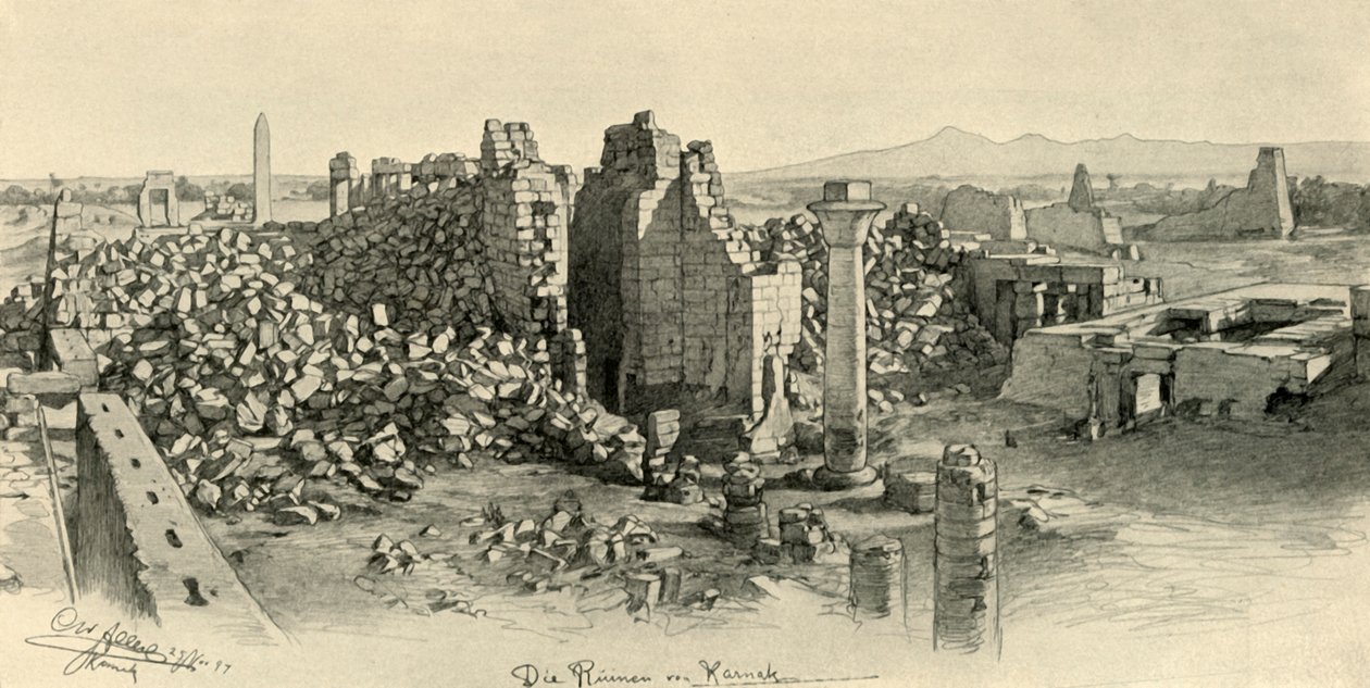Ruinen der Tempel von Karnak, Ägypten, 1898 von Christian Wilhelm Allers