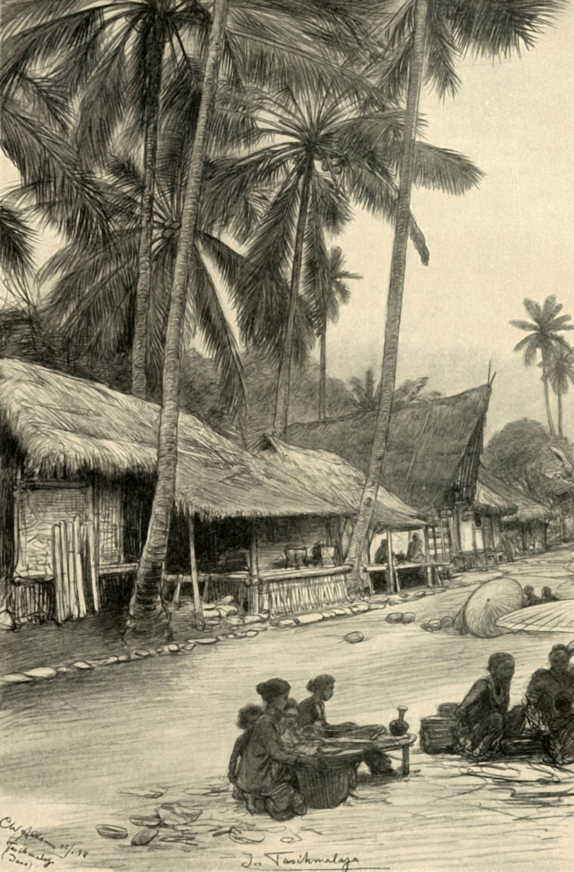Straßenszene in Tasikmalaya, Java, 1898 von Christian Wilhelm Allers