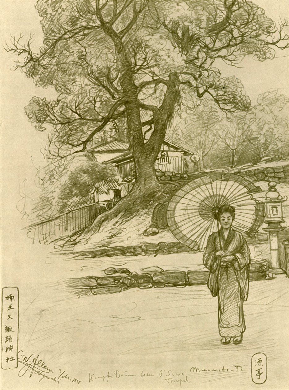 Frau mit Sonnenschirm, Nagasaki, Japan von Christian Wilhelm Allers
